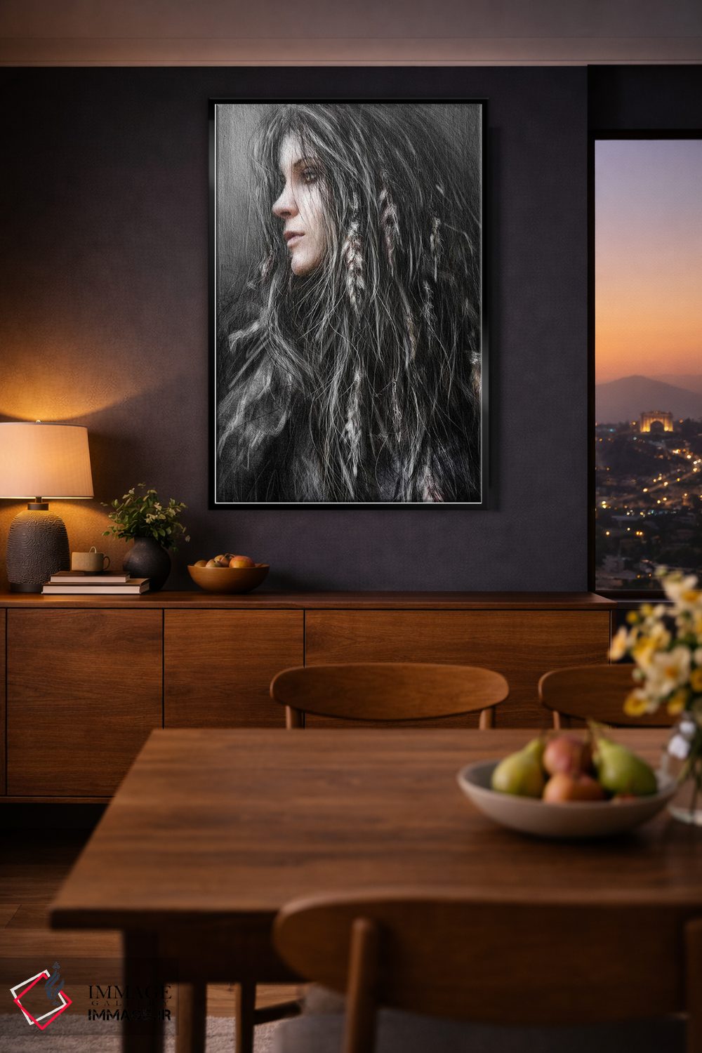 تابلو دکوراتیو پرها در موهایش اثر جاستین گداک - D1B