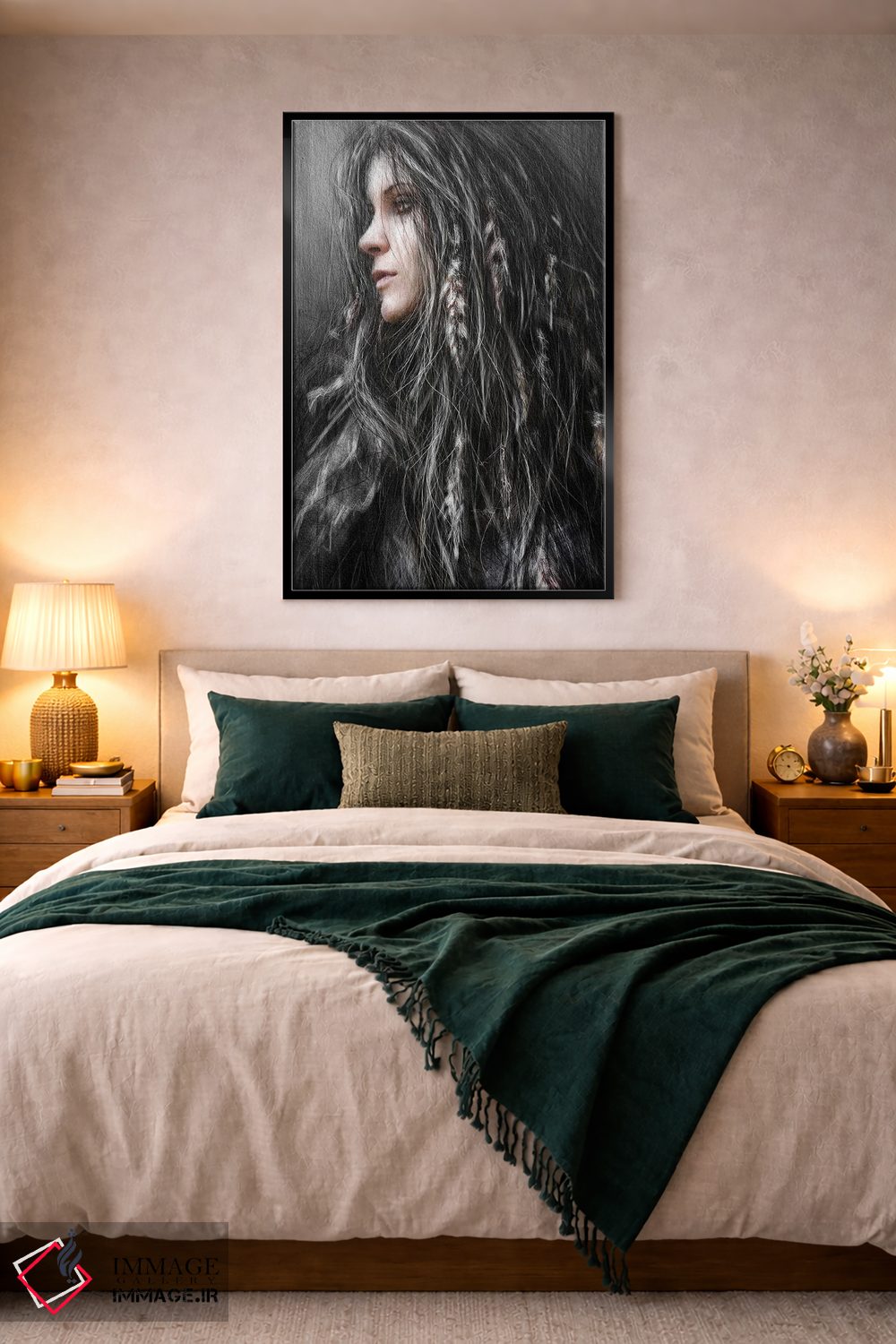 تابلو دکوراتیو پرها در موهایش اثر جاستین گداک - D3B