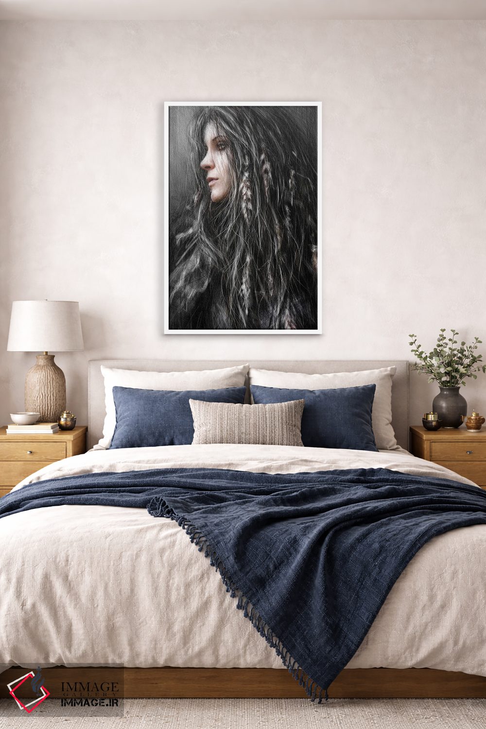 تابلو دکوراتیو پرها در موهایش اثر جاستین گداک - D5W