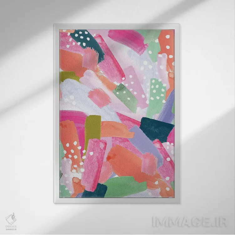 تابلو انتزاعی باغ اولیویا اثر جسیکا بروگینک - نمای قابدار سفید