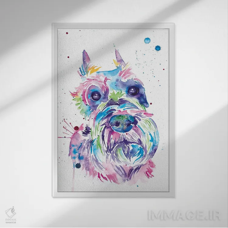 تابلو دکوراتیو شنوزر آبرنگی اثر جنیفر سیلی - نمای قابدار سفید