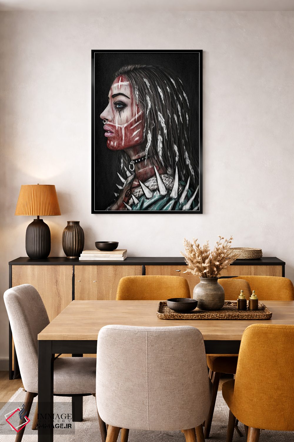 تابلو دکوراتیو زن شکارچی اثر جاستین گداک - D6B