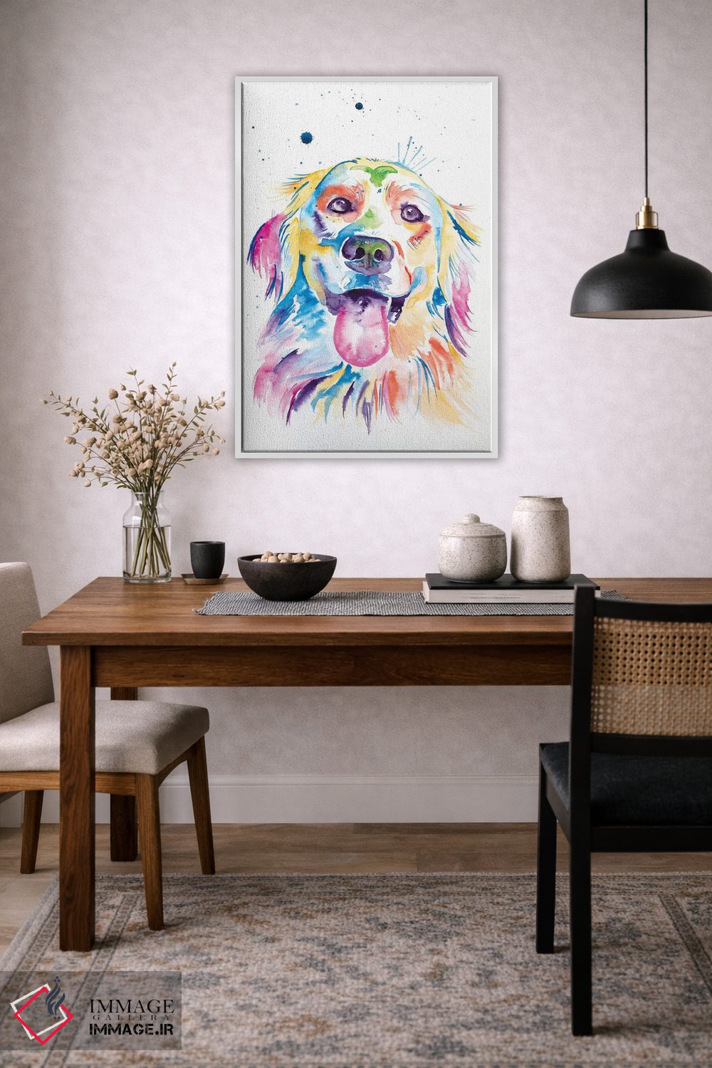 تابلو دکوراتیو گلدن رتریور آبرنگی اثر جنیفر سیلی - D3W