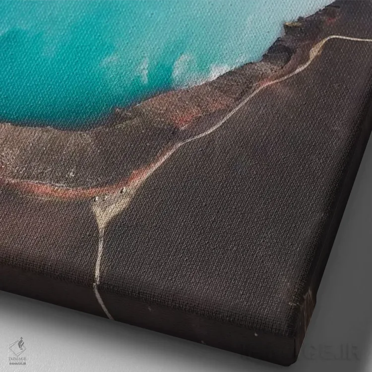 تابلو دکوراتیو آبی فلات اثر جو شاتر - نمای نزدیک بافت بوم