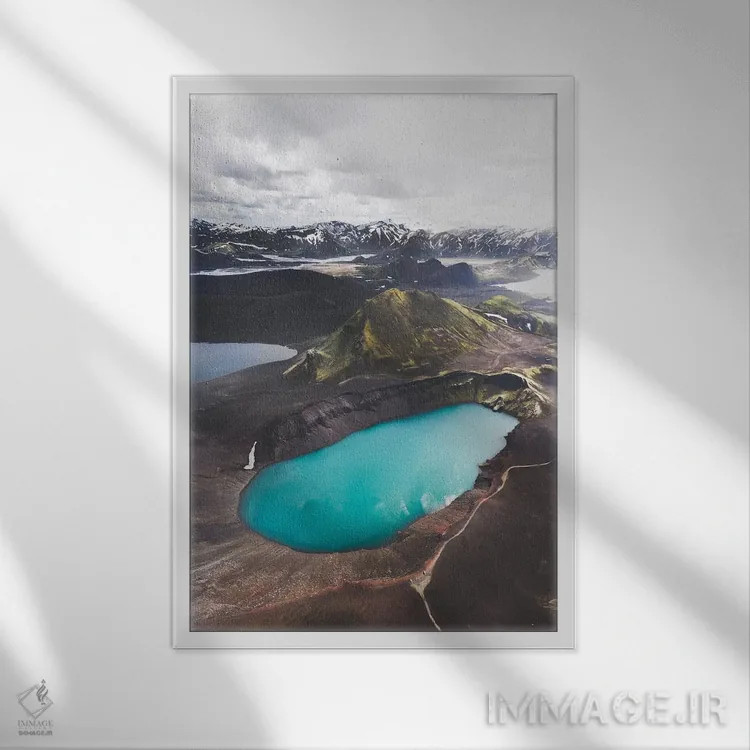 تابلو دکوراتیو آبی فلات اثر جو شاتر - نمای قابدار سفید