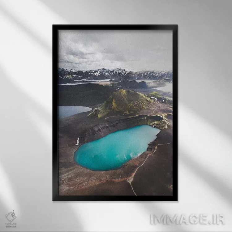 تابلو دکوراتیو آبی فلات اثر جو شاتر - نمای قابدار مشکی