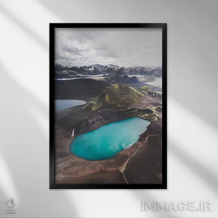 تابلو دکوراتیو آبی فلات اثر جو شاتر - نمای قابدار مشکی