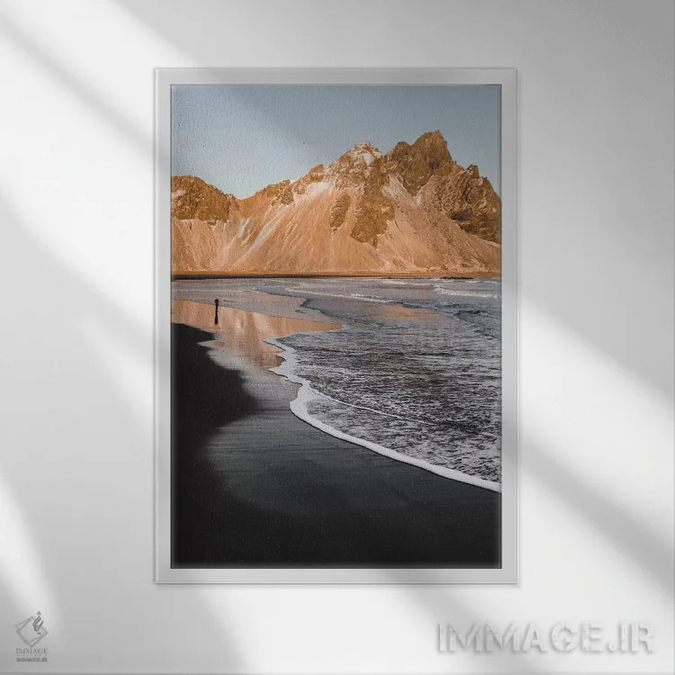 تابلو دکوراتیو ساحل طلایی اثر جو شاتر - نمای قابدار سفید