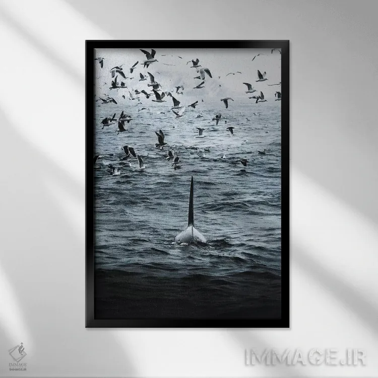 تابلو دکوراتیو سوار طوفان اثر جو شاتر - نمای قابدار مشکی