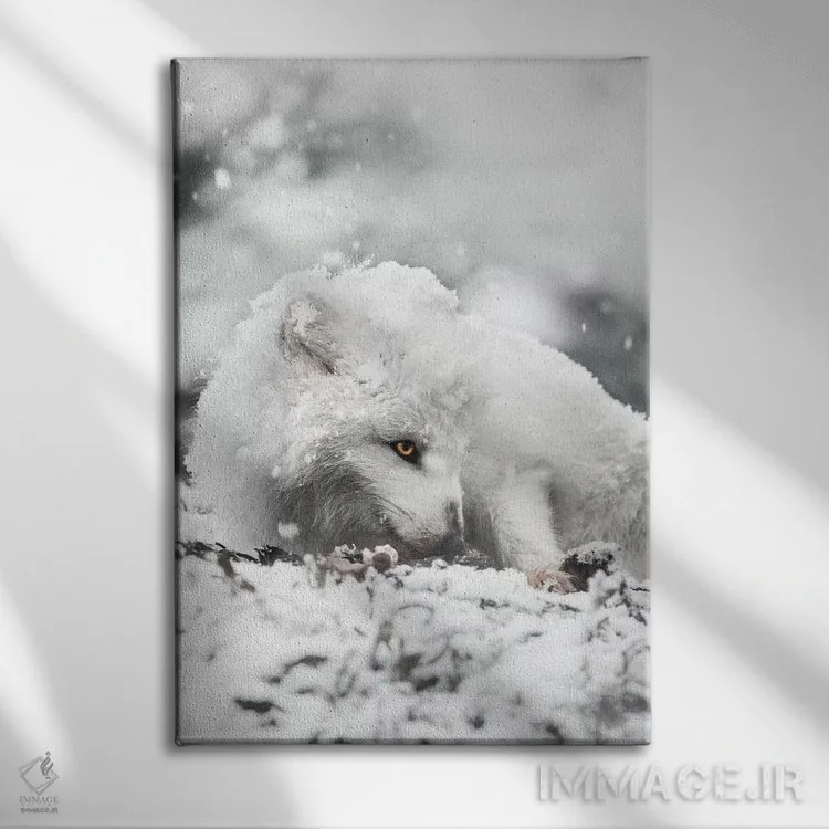 تابلو دکوراتیو تنقل خوردن در برف اثر جو شاتر - نمای روبهرو روی دیوار