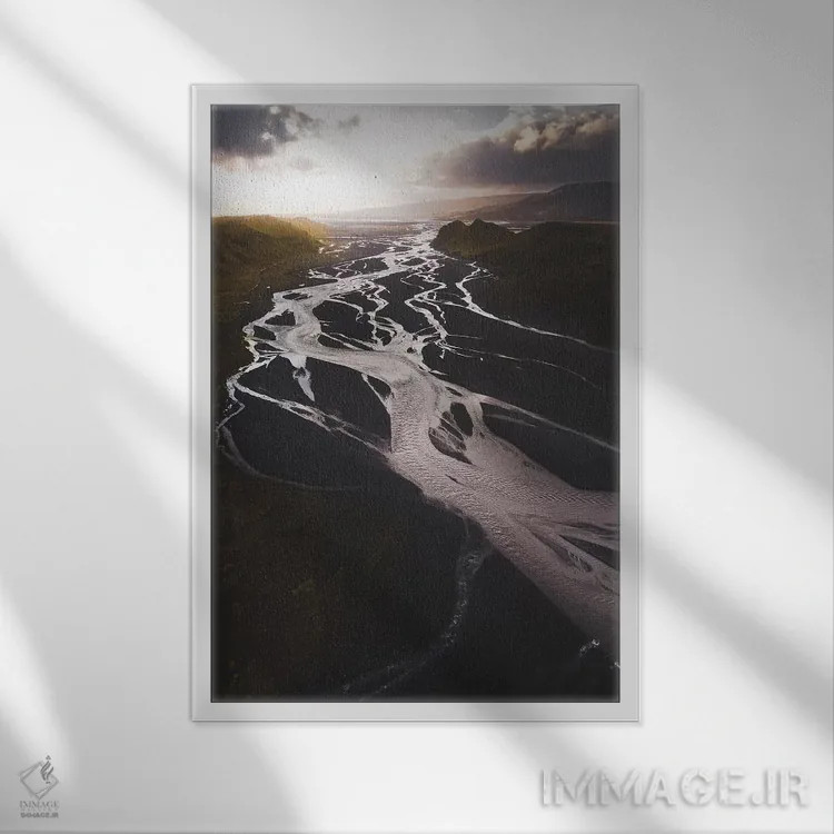 تابلو دکوراتیو رودخانه های دره اثر جو شاتر - نمای قابدار سفید
