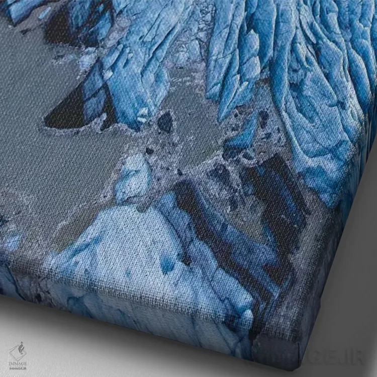 تابلو دکوراتیو رودخانه آبی یخ اثر جو شاتر - نمای نزدیک بافت بوم