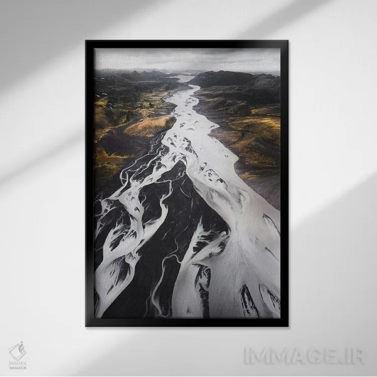 تابلو دکوراتیو رودخانه بزرگ اثر جو شاتر - نمای قابدار مشکی