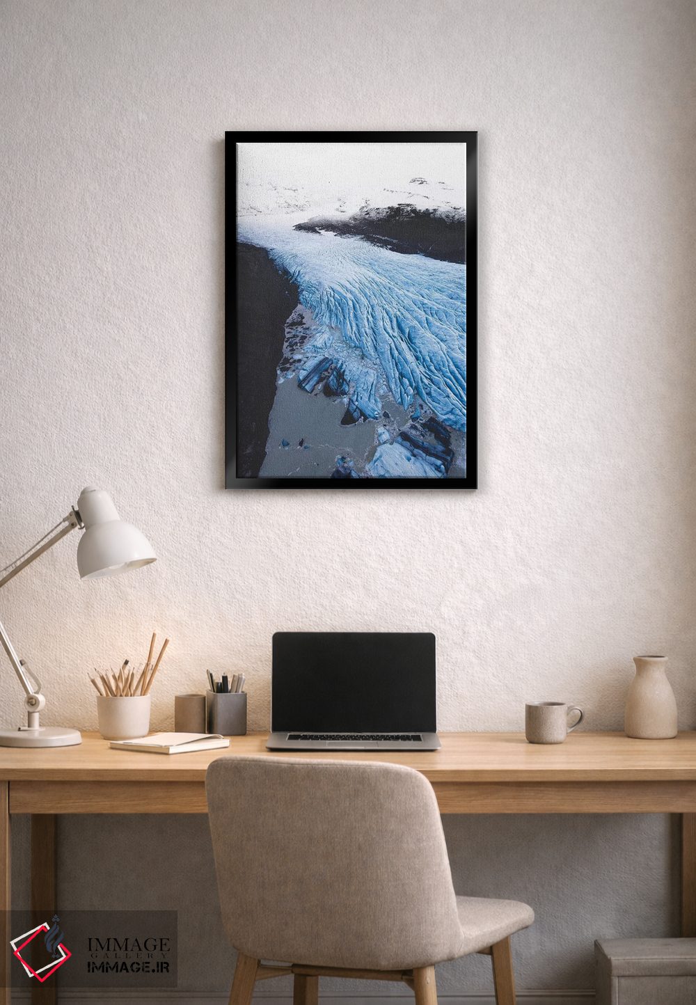 تابلو دکوراتیو رودخانه آبی یخ اثر جو شاتر - D3B