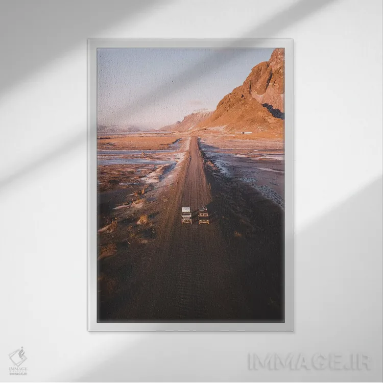 تابلو دکوراتیو دو نفر برای جاده اثر جو شاتر - نمای قابدار سفید