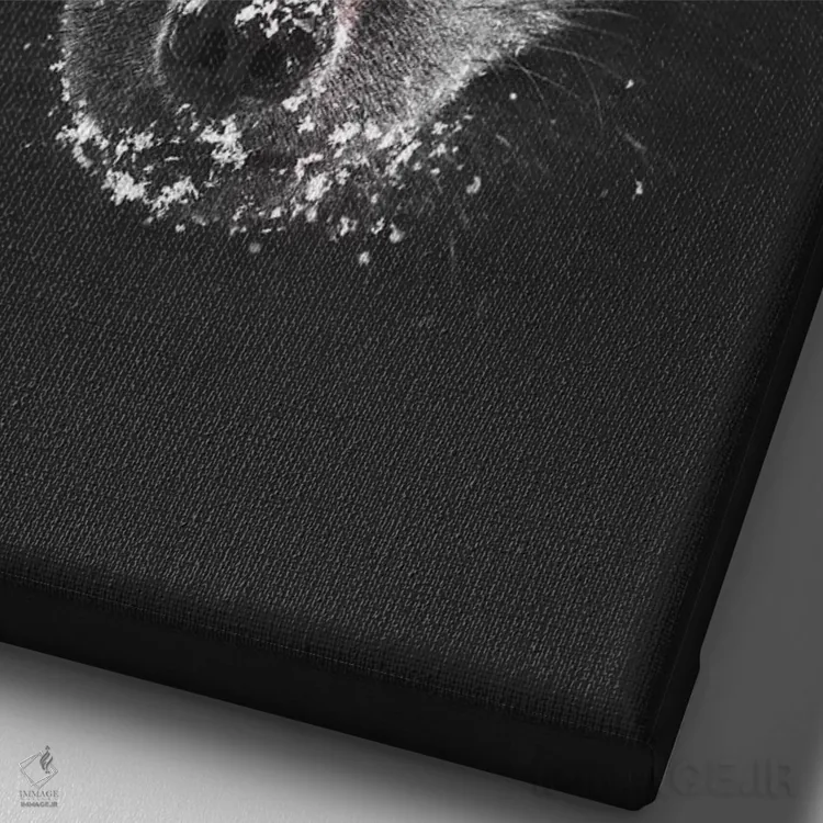 تابلو دکوراتیو روباه سیاه اثر جو شاتر - نمای نزدیک بافت بوم