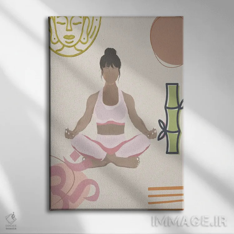 تابلو مینیمال حرکت یوگا ۱ اثر جسی کیث - نمای روبهرو روی دیوار