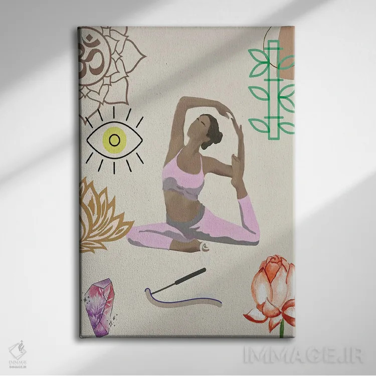 تابلو مینیمال حرکت یوگا ۴ اثر جسی کیث - نمای روبهرو روی دیوار