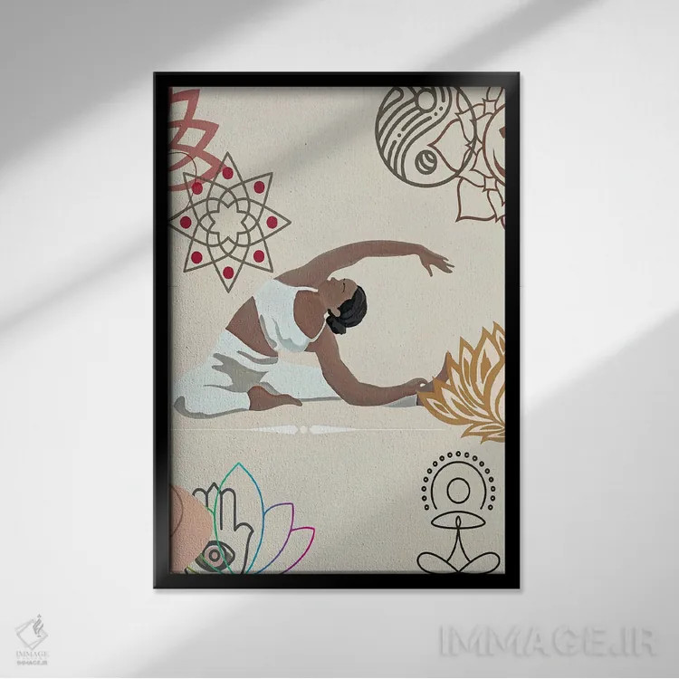 تابلو مینیمال حرکت یوگا ۲ اثر جسی کیث - نمای قابدار مشکی