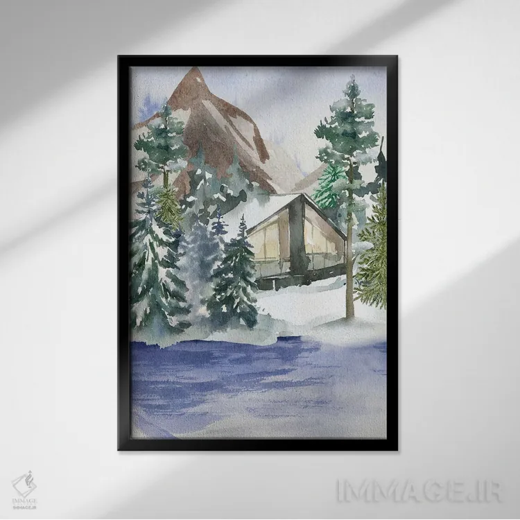 تابلو دکوراتیو کلبه پنهان ۱ اثر جسی کیث - نمای قابدار مشکی