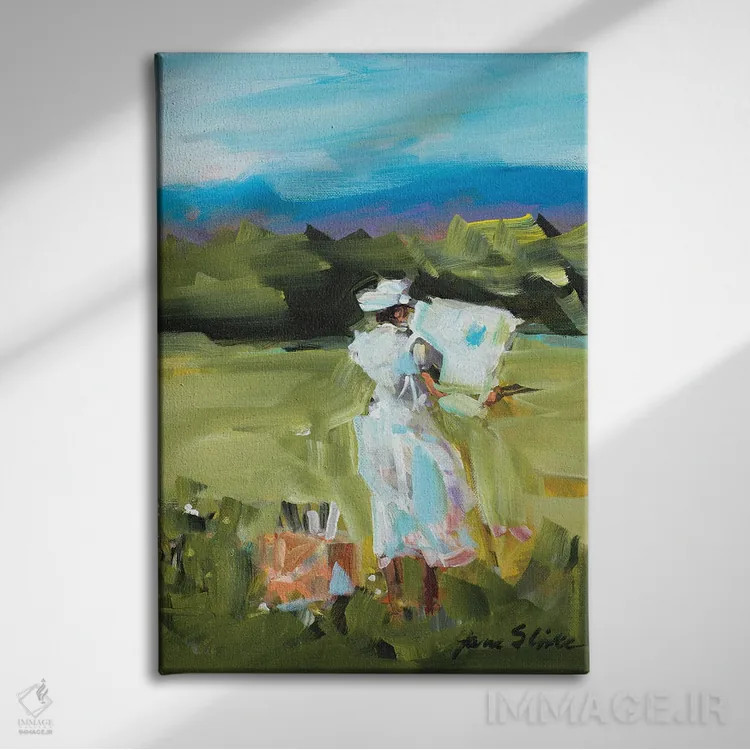 تابلو دکوراتیو نقاشی زنانه اثر جین اسلیوکا - نمای روبهرو روی دیوار