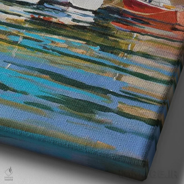 تابلو دکوراتیو قایق ها اثر جین اسلیوکا - نمای نزدیک بافت بوم