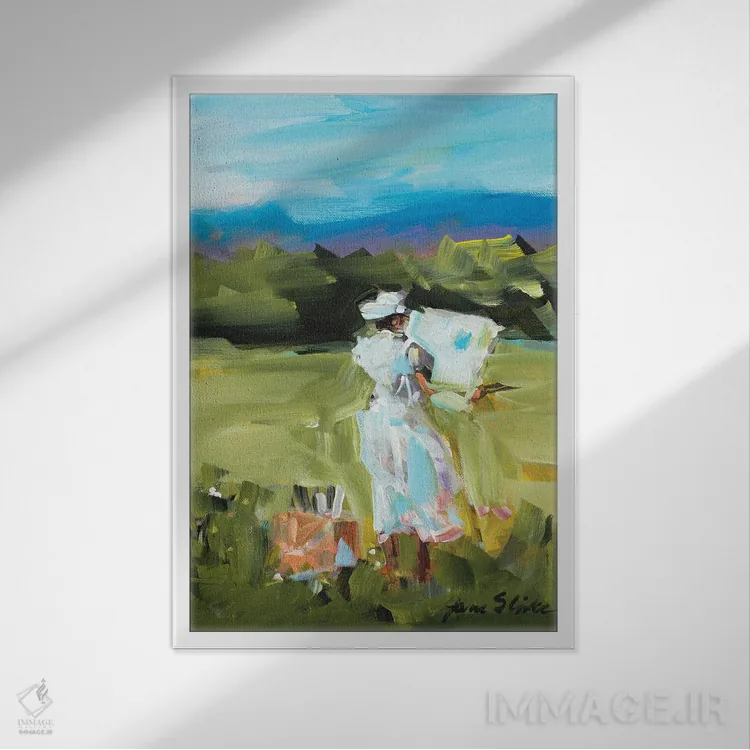 تابلو دکوراتیو نقاشی زنانه اثر جین اسلیوکا - نمای قابدار سفید