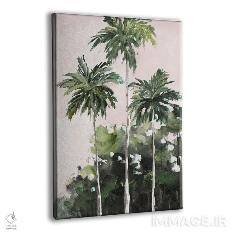 تابلو دکوراتیو نخل ها زیر آسمان صورتی اثر جین اسلیوکا - نمای پرسپکتیو محصول