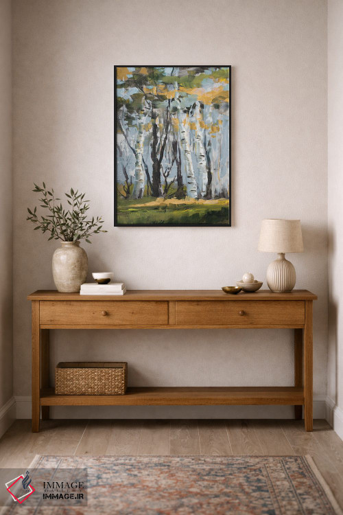 تابلو دکوراتیو درختان غان طلایی اثر جین اسلیوکا - D2B