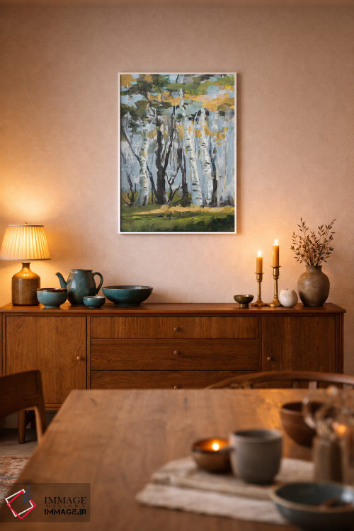 تابلو دکوراتیو درختان غان طلایی اثر جین اسلیوکا - D5W