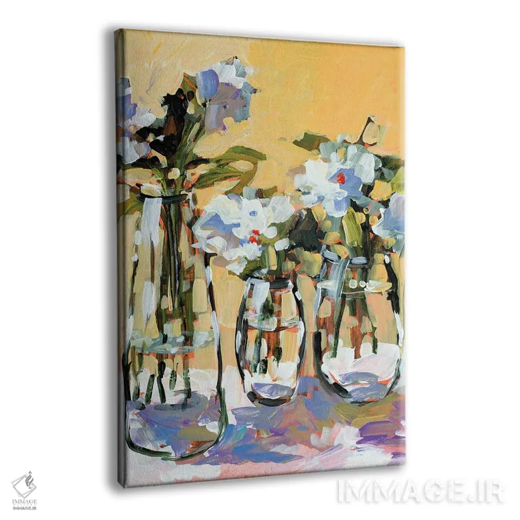 تابلو دکوراتیو سه گلدان گل اثر جین اسلیوکا - نمای پرسپکتیو محصول