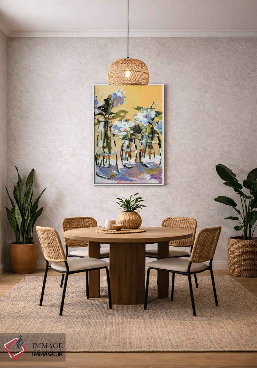 تابلو دکوراتیو سه گلدان گل اثر جین اسلیوکا - D3W