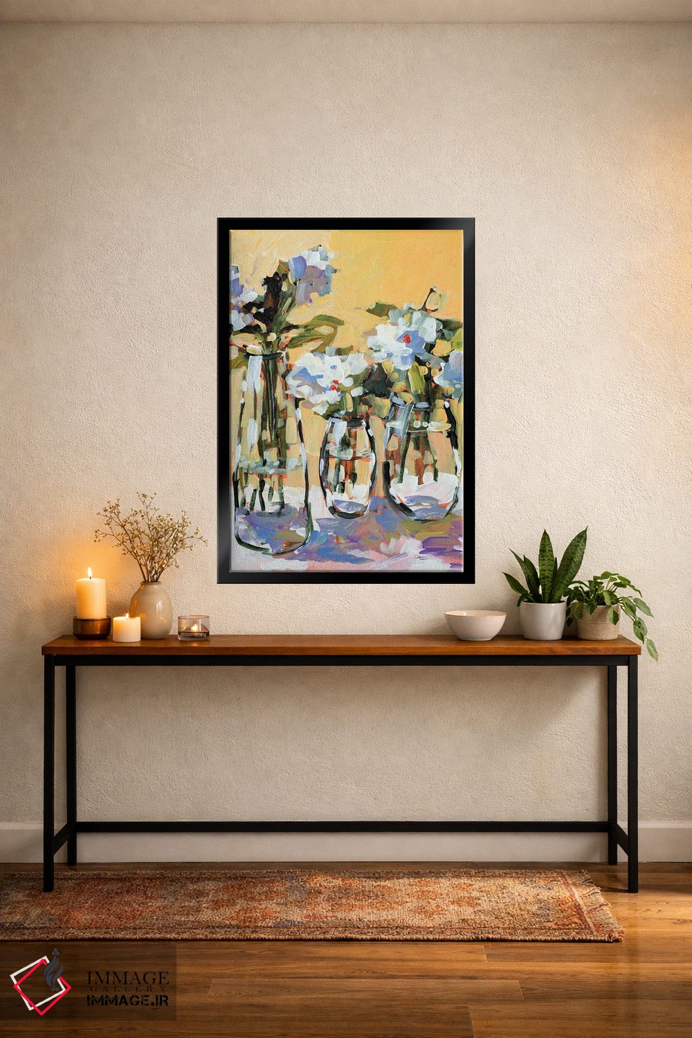 تابلو دکوراتیو سه گلدان گل اثر جین اسلیوکا - D4B