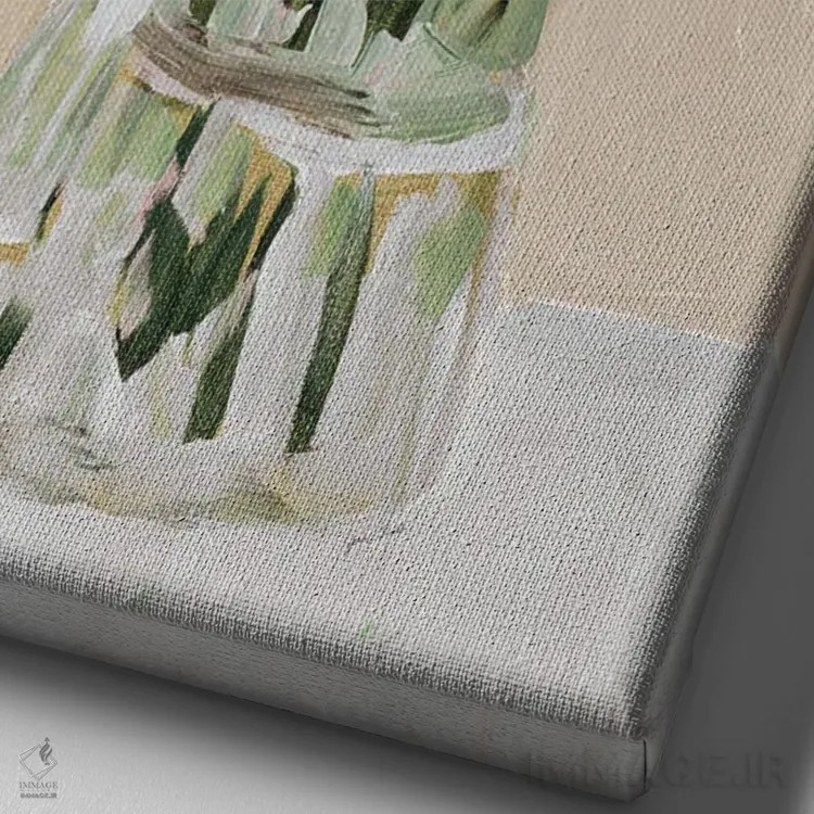 تابلو دکوراتیو دسته گل صورتی اثر جین اسلیوکا - نمای نزدیک بافت بوم