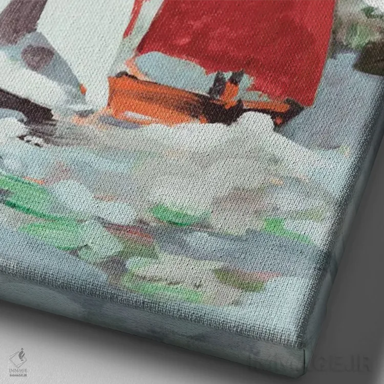 تابلو دکوراتیو رقابت قایقرانی خطی I اثر جین اسلیوکا - نمای نزدیک بافت بوم