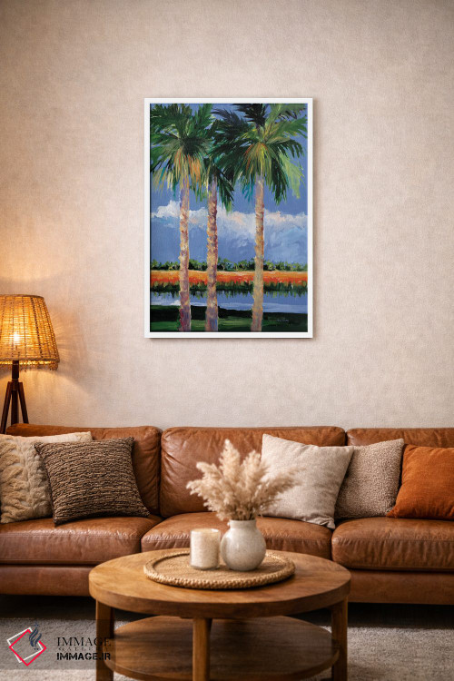 تابلو دکوراتیو ساحل نخل ها اثر جین اسلیوکا - D1W