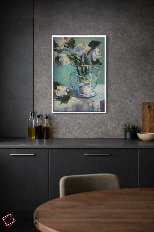 تابلو دکوراتیو گل ها و چای اثر جین اسلیوکا - D1W