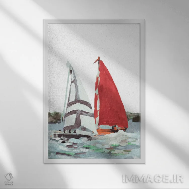 تابلو دکوراتیو رقابت قایقرانی خطی I اثر جین اسلیوکا - نمای قابدار سفید