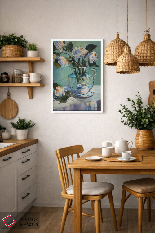 تابلو دکوراتیو گل ها و چای اثر جین اسلیوکا - D2W