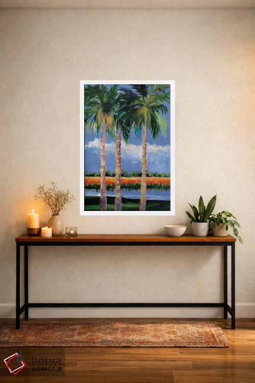 تابلو دکوراتیو ساحل نخل ها اثر جین اسلیوکا - D2W