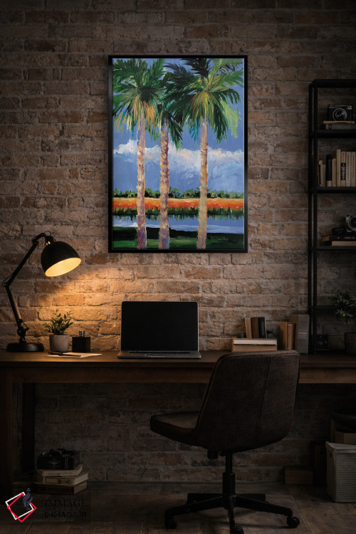 تابلو دکوراتیو ساحل نخل ها اثر جین اسلیوکا - D5B
