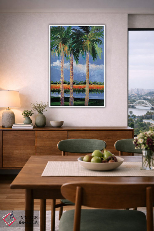 تابلو دکوراتیو ساحل نخل ها اثر جین اسلیوکا - D6W