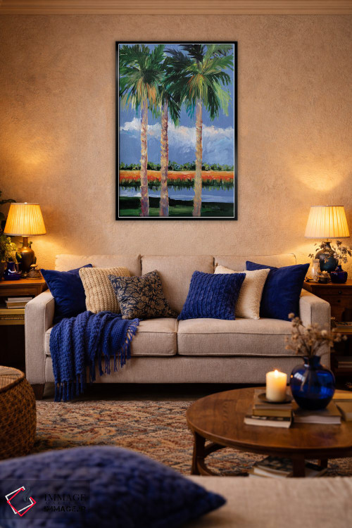 تابلو دکوراتیو ساحل نخل ها اثر جین اسلیوکا - D4B