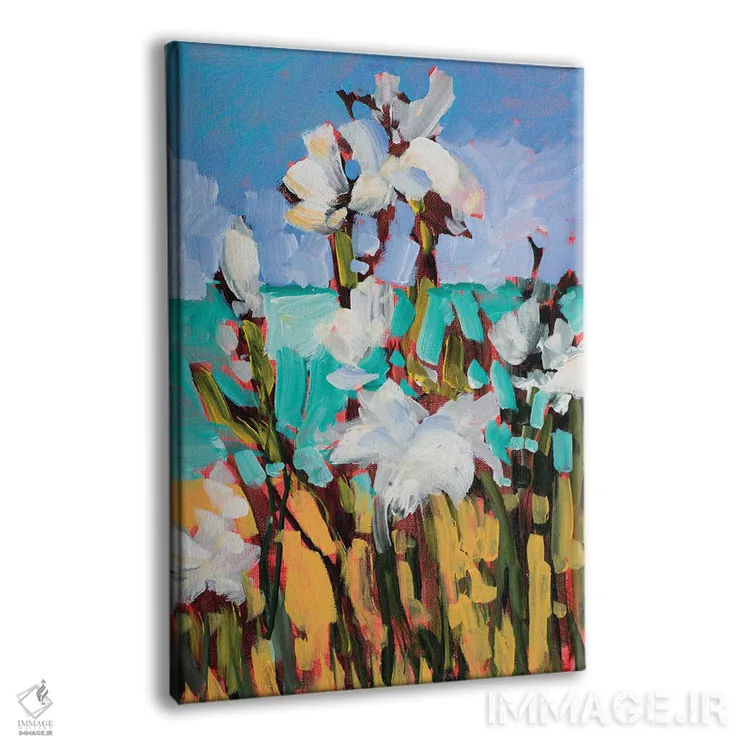 تابلو انتزاعی گل ها کنار ساحل اثر جین اسلیوکا - نمای پرسپکتیو محصول