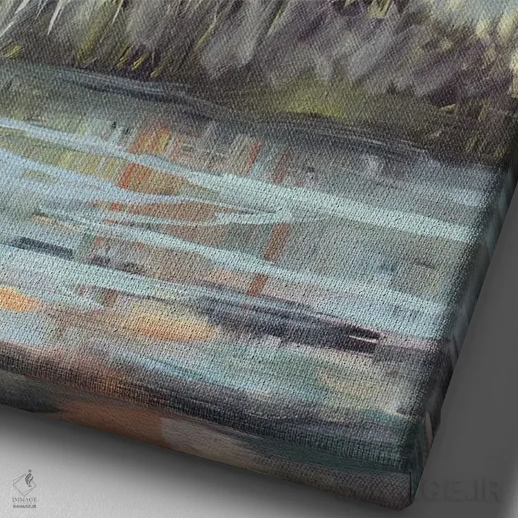 تابلو انتزاعی نمای باتلاق اثر جین اسلیوکا - نمای نزدیک بافت بوم