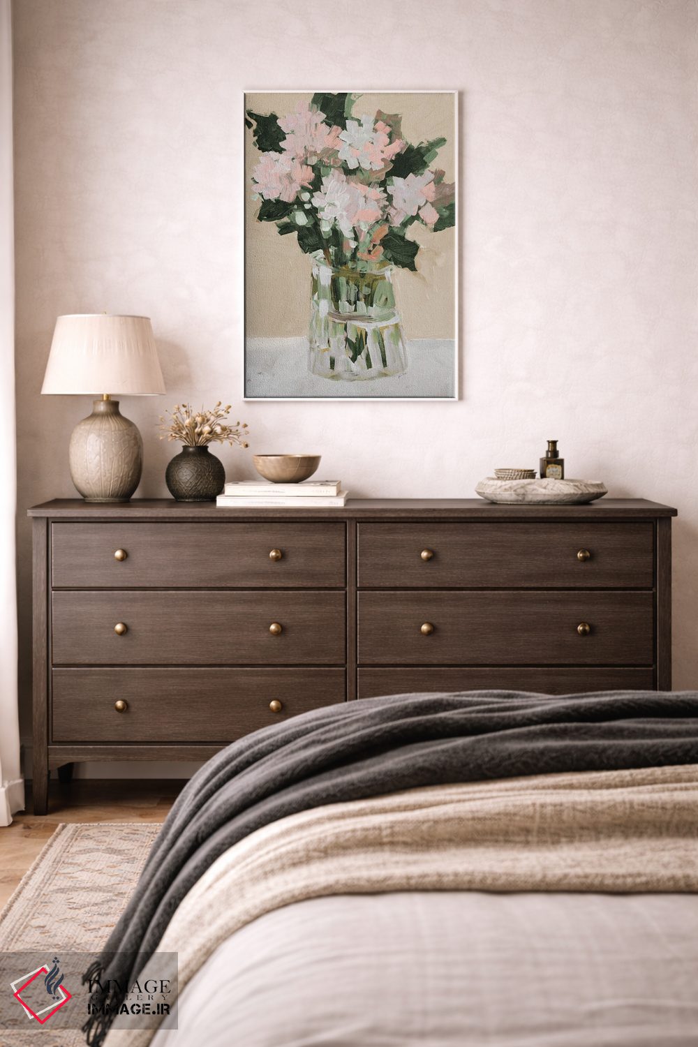 تابلو دکوراتیو دسته گل صورتی اثر جین اسلیوکا - D1W