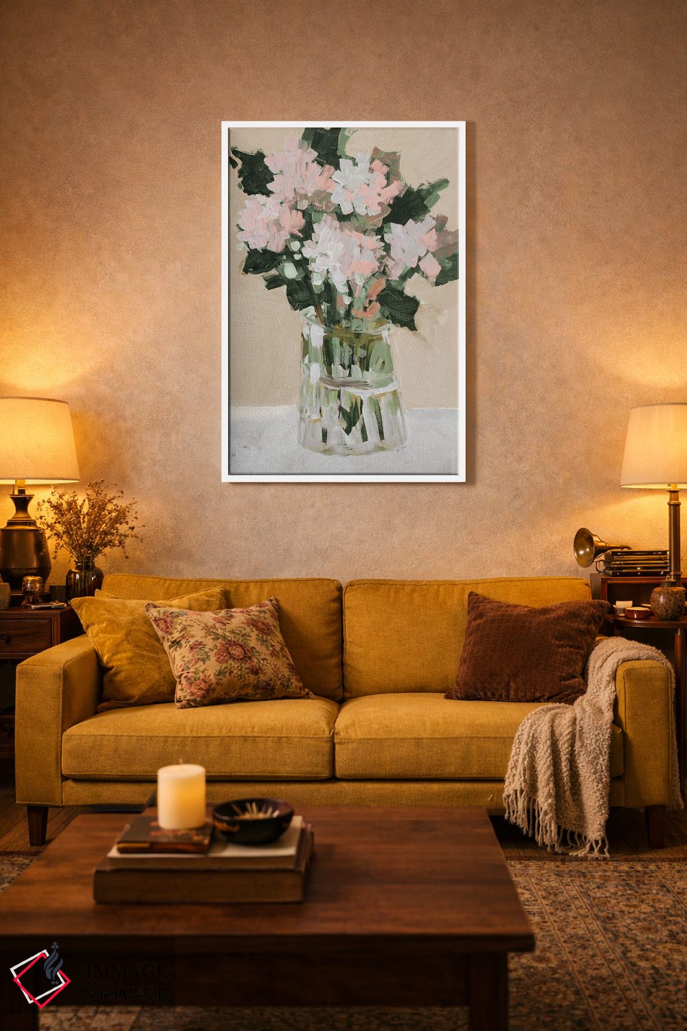 تابلو دکوراتیو دسته گل صورتی اثر جین اسلیوکا - D2W