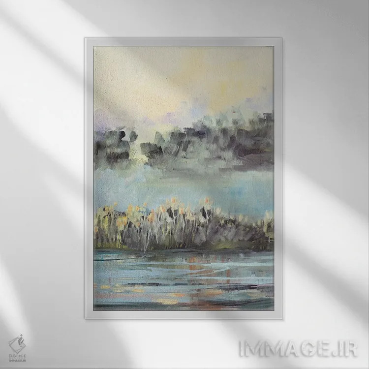 تابلو انتزاعی نمای باتلاق اثر جین اسلیوکا - نمای قابدار سفید