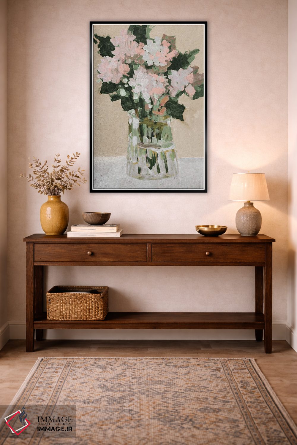 تابلو دکوراتیو دسته گل صورتی اثر جین اسلیوکا - D4B