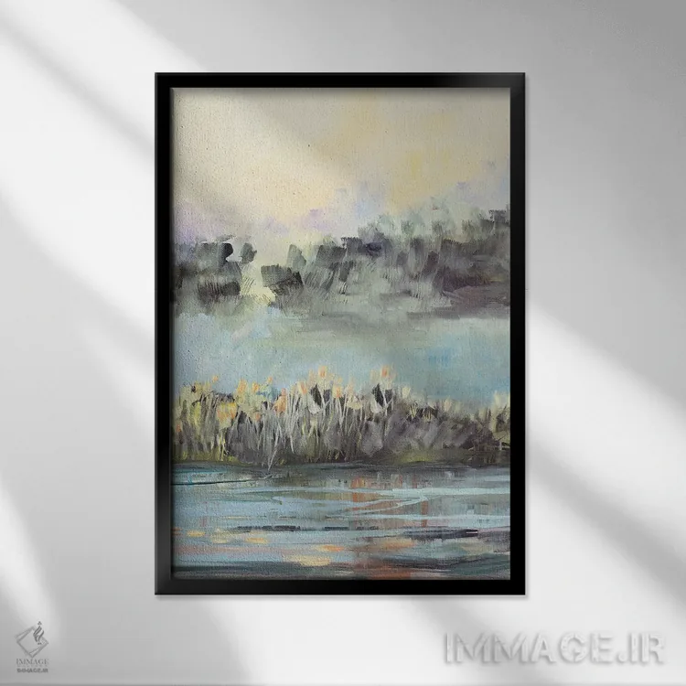 تابلو انتزاعی نمای باتلاق اثر جین اسلیوکا - نمای قابدار مشکی